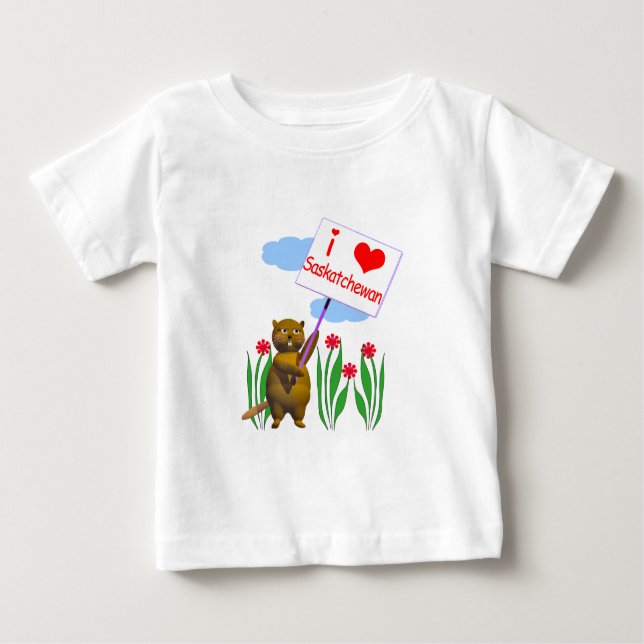Camiseta Para Bebê Beaver Canadense ama Saskatchewan (Frente)