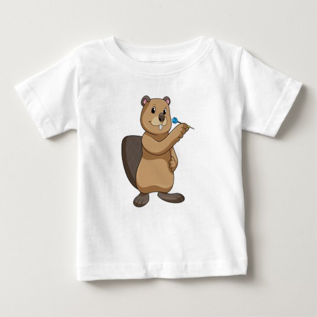 Camiseta Para Bebê Beaver nas Trevas com Dart (Frente)