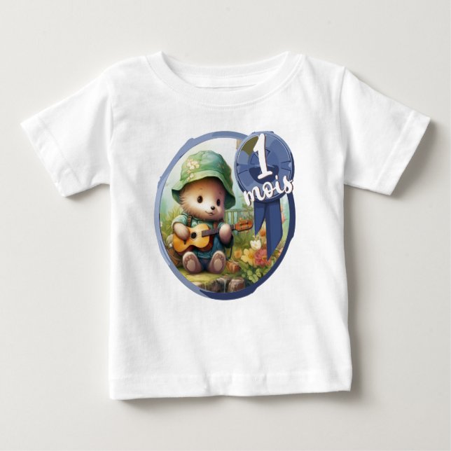 Camiseta Para Bebê Bébé - 1 mois aussi (Frente)