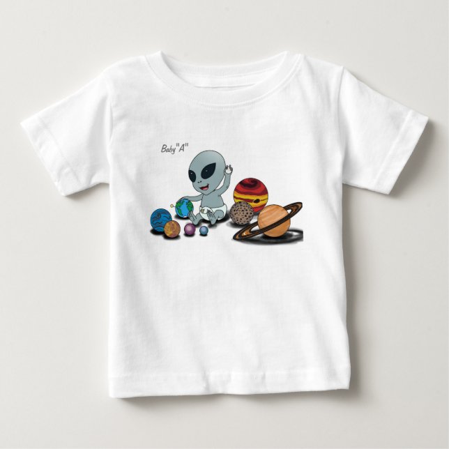 Camiseta Para Bebê Bebê "A", jogando w/Planets (Frente)