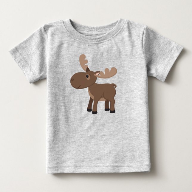 Camiseta Para Bebê Bebê Alce Fofo Animal (Frente)