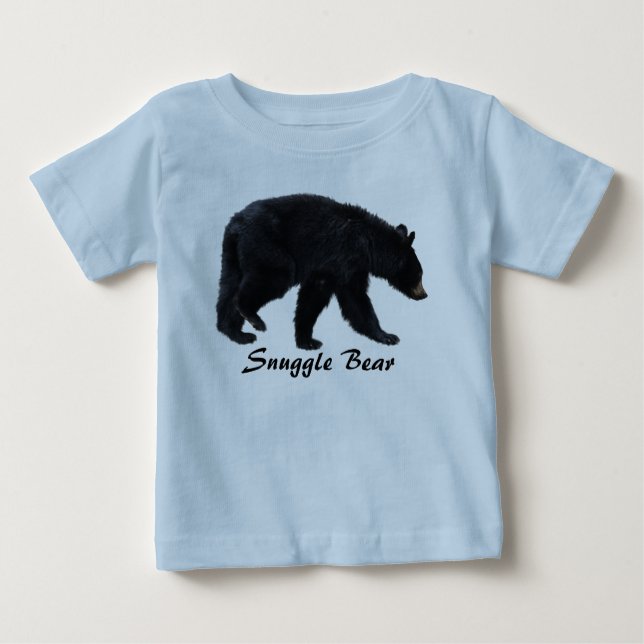 Camiseta Para Bebê Bebê Amante de os animais do Urso Negro Andando (Frente)