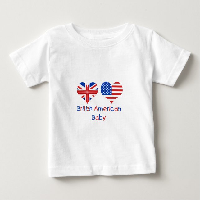 Camiseta Para Bebê Bebê Americano Britânico Longa Folga (Frente)