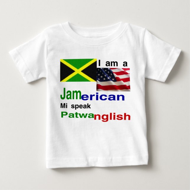 Camiseta Para Bebê bebê americano jamaicano (Frente)