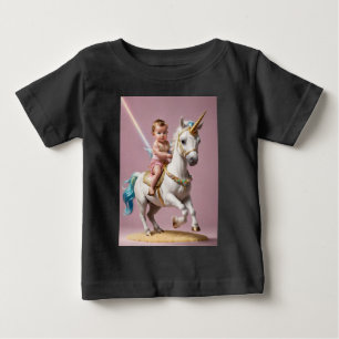 Camiseta Para Bebê Bebê Andando Um Unicórnio