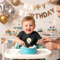 Bebê Astronauta Primeiro Aniversário Lua Estrelas 