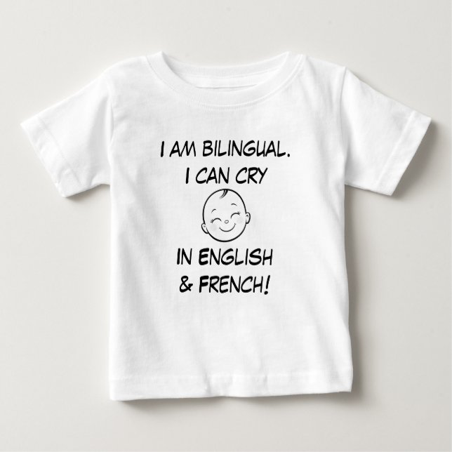 Camiseta Para Bebê Bebê Bilíngue, Presente De primeiro aniversario En (Frente)
