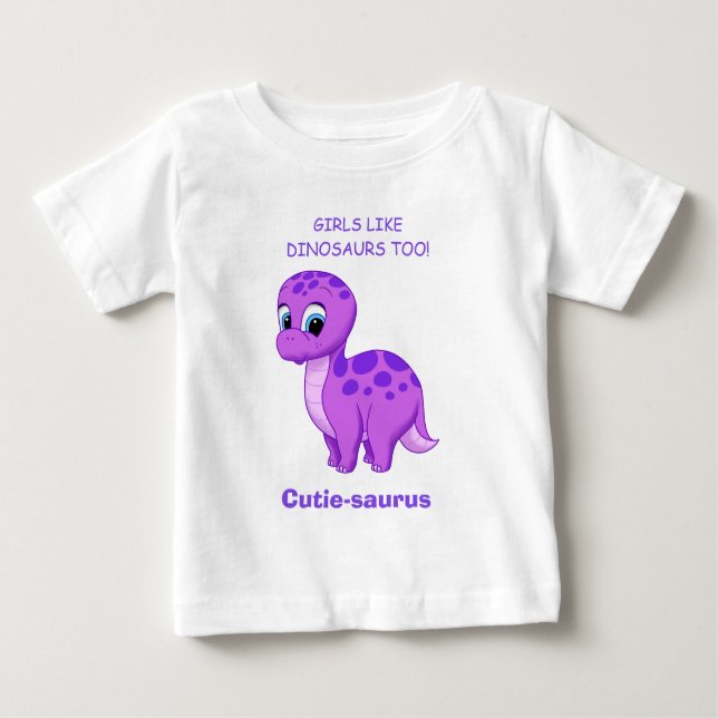Camiseta Para Bebê Bebê Bonito Brontossauro Raparigas Como Dinossauro (Frente)
