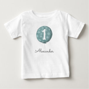 Camiseta Para Bebê Bebê Bonito Menino Azul Balão 1º Aniversário 