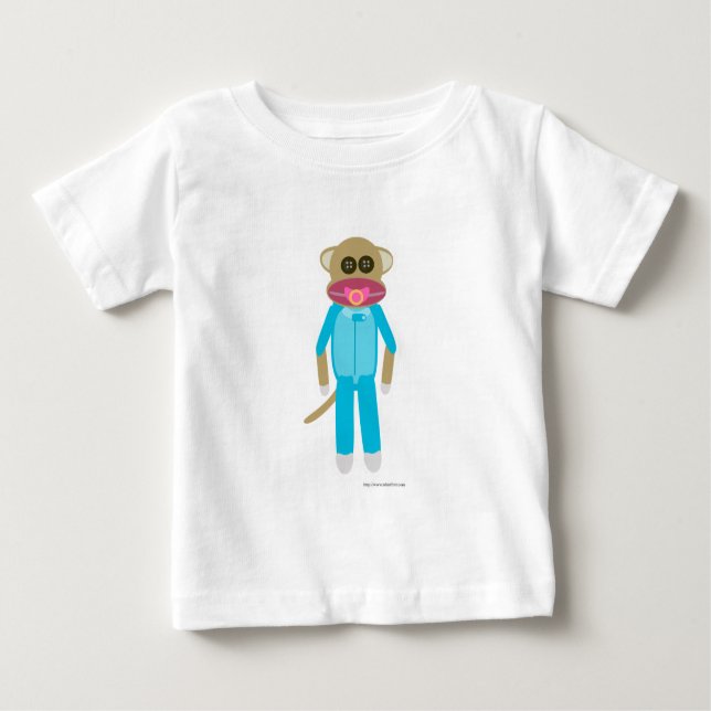 Camiseta Para Bebê Bebê Boy Sock Monkey (Frente)