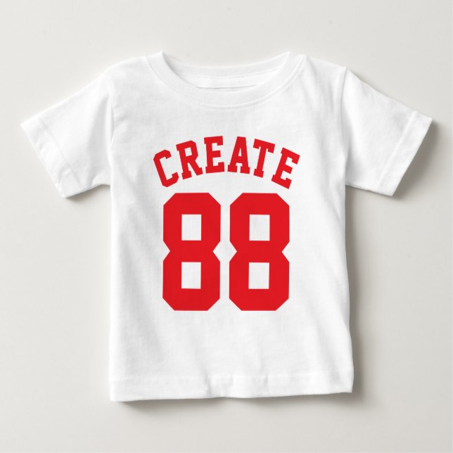 Camiseta Para Bebê Bebê branco e vermelho | Design de Sports Jersey (Frente)