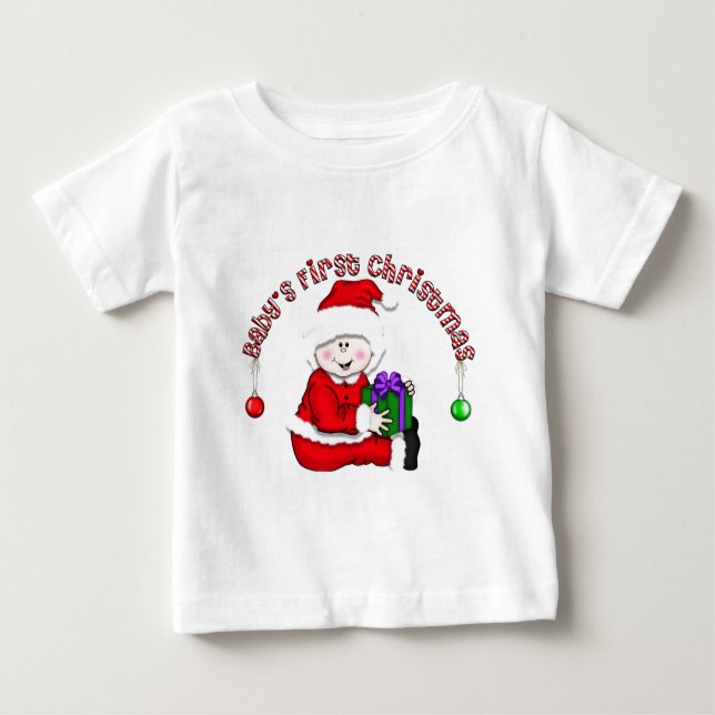 Camiseta Para Bebê Bebê Branco Elf 1rua Natal (Frente)