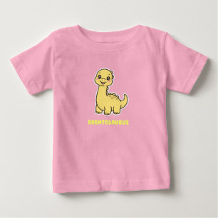 Camiseta Para Bebê Bebê Brontossauro Amarelo Fofo Dinossauro Chibi