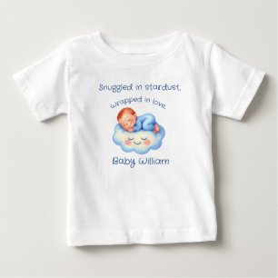 Camiseta Para Bebê Bebê Chá Convidar Estrelas à Lua Aquarela