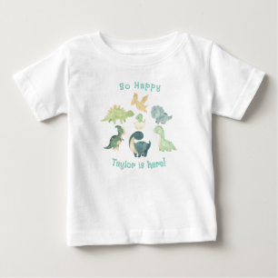 Camiseta Para Bebê Bebê Chegou! Dinossauro Personalizado Fofo