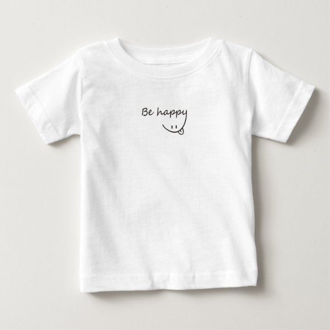 Camiseta Para Bebê Bebê com texto "Seja feliz" (Frente)