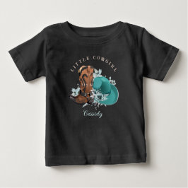 Camiseta Para Bebê Bebê Cowgirl botas de cowboy chapéus de turquesa
