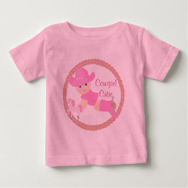 Camiseta Para Bebê Bebê Cowgirl Chapéu Rosa Botas e Cavalo