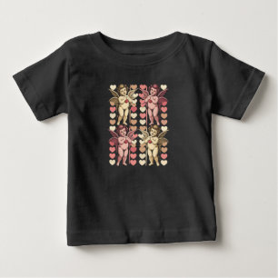 Camiseta Para Bebê Bebê Cupido Coquete laço Dia dos Namorados Retrô