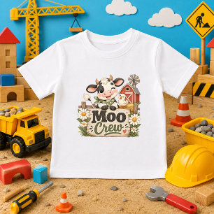 Camiseta Para Bebê bebê cute Moo Crew fazenda de vacas