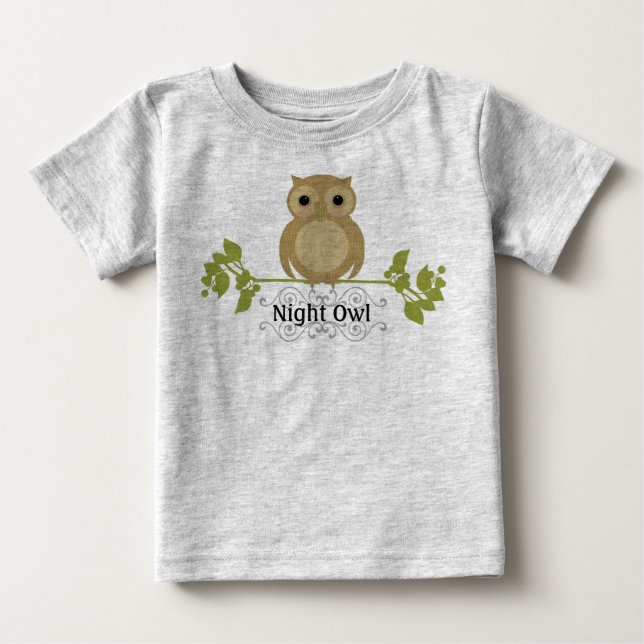 Camiseta Para Bebê Bebê da Coruja Noturna (Frente)
