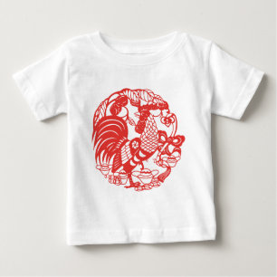 Camiseta Para Bebê Bebê de ano galo de papelão chinês