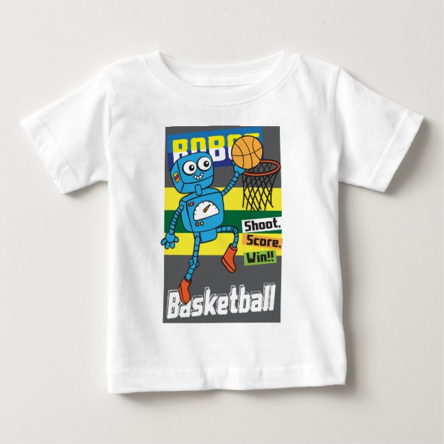 Camiseta Para Bebê Bebê de basquete robô (Frente)