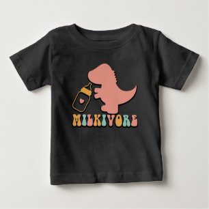 Camiseta Para Bebê Bebê de leite dinossauro unissex fofo