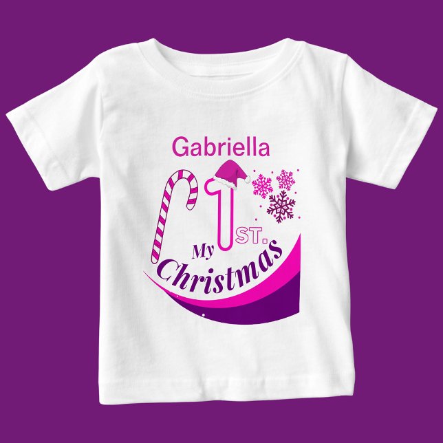 Camiseta Para Bebê Bebê de Natal Personalizado "Meu Natal de 1rua" (Criador carregado)