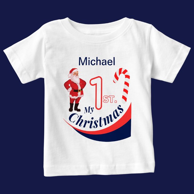 Camiseta Para Bebê Bebê de Natal Personalizado "Meu Natal de 1rua" (Criador carregado)