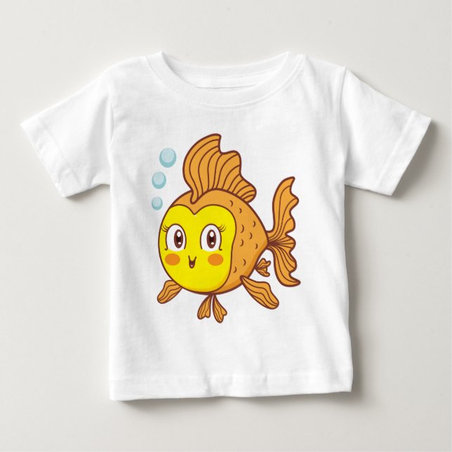 Camiseta Para Bebê bebê de peixe legal (Frente)