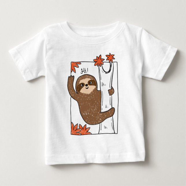 Camiseta Para Bebê Bebê de preguiça  (Frente)