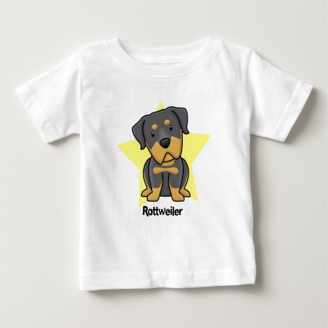 Camiseta Para Bebê Bebê de Rottweiler da estrela de Kawaii (Frente)