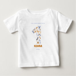 Camiseta Para Bebê Bebê de um ano; Ao redor do sol; Vestido de Aniver