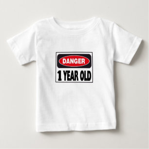 Camiseta Para Bebê Bebê de um ano do sinal do perigo