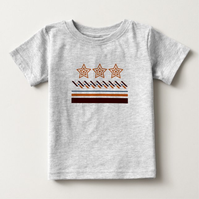 Camiseta Para Bebê Bebê de Verão Três Listras com Estrelas (Frente)