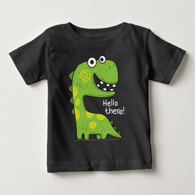 Camiseta Para Bebê Bebê dino verde (Frente)