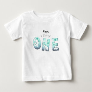 Camiseta Para Bebê Bebê Dinossauro Aquarela Fofa Aniversário de 1 Ano