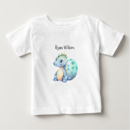 Camiseta Para Bebê Bebê Dinossauro Aquarela Fofo 