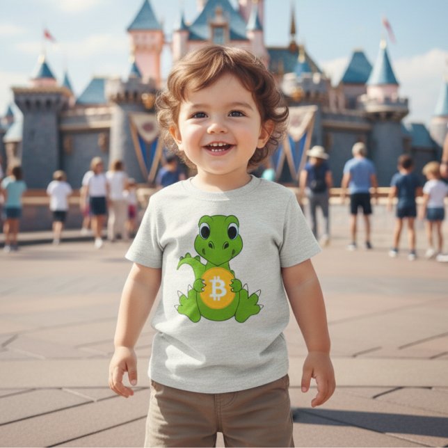 Camiseta Para Bebê Bebê Dinossauro Bonito Camiseta Cripto Bitcoin Cri (Criador carregado)