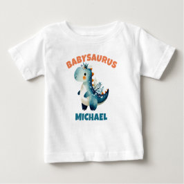 Camiseta Para Bebê Bebê Dinossauro Dino Fofa Água-marinha em Aquarela