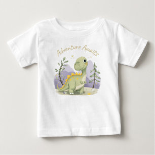 Camiseta Para Bebê Bebê Dinossauro Fofo