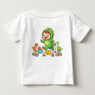 Camiseta Para Bebê Bebê Dinossauro Fofo Aprendendo com Blocos de Alfa