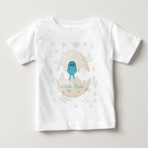 Camiseta Para Bebê Bebê Dinossauro Fofo Eclodindo Olá Mundo