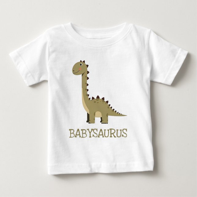 Camiseta Para Bebê Bebê Dinossauro Neutro Fofo (Frente)