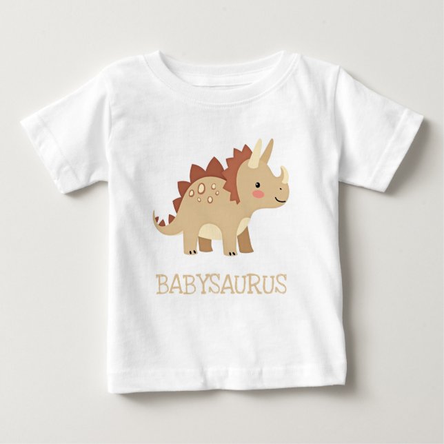 Camiseta Para Bebê Bebê Dinossauro Neutro Fofo Babysaurus (Frente)