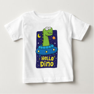 Camiseta Para Bebê Bebê dinossauro OVNI 
