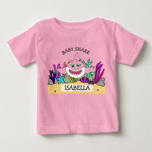 Camiseta Para Bebê Bebê do Baby Shark Personalizado (Frente)