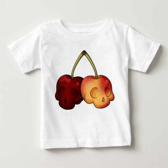 Camiseta Para Bebê Bebê do crânio de cereja doce (Frente)
