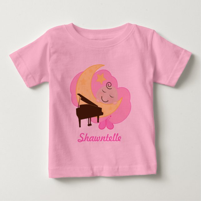 Camiseta Para Bebê Bebê do Piano Player do Futuro Personalizado (Frente)